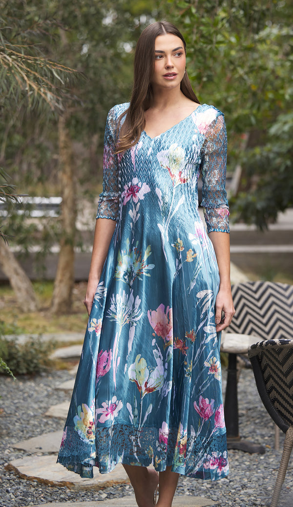 Lace Sleeve Charmeuse Dress - Komarov Clothing Official Site - Komarov Clothing Lace Sleeve Charmeuse Dress - Komarov Clothing Official Site - Komarov Clothing