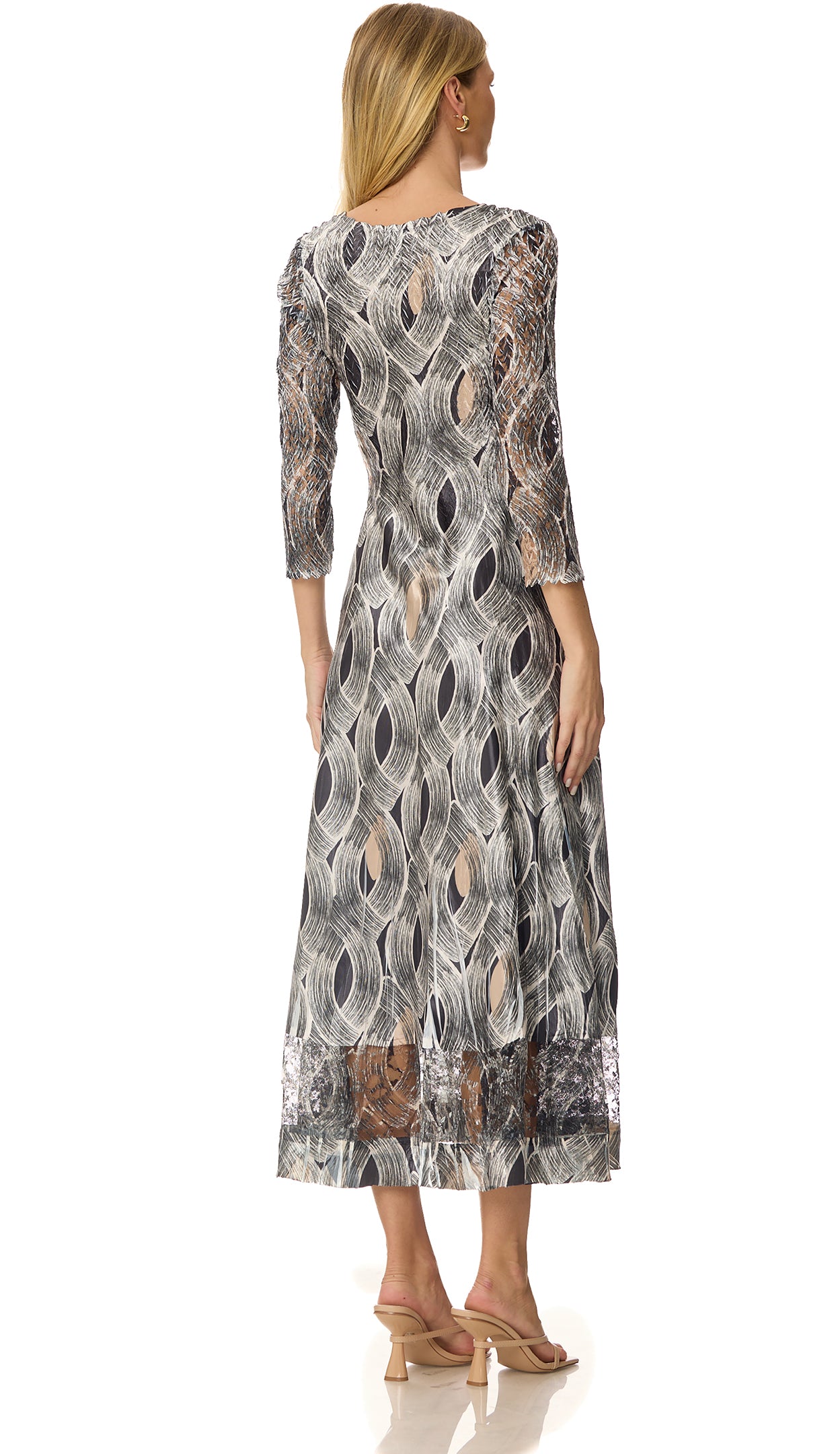 Lace 3/4 Sleeve Charmuese Dress