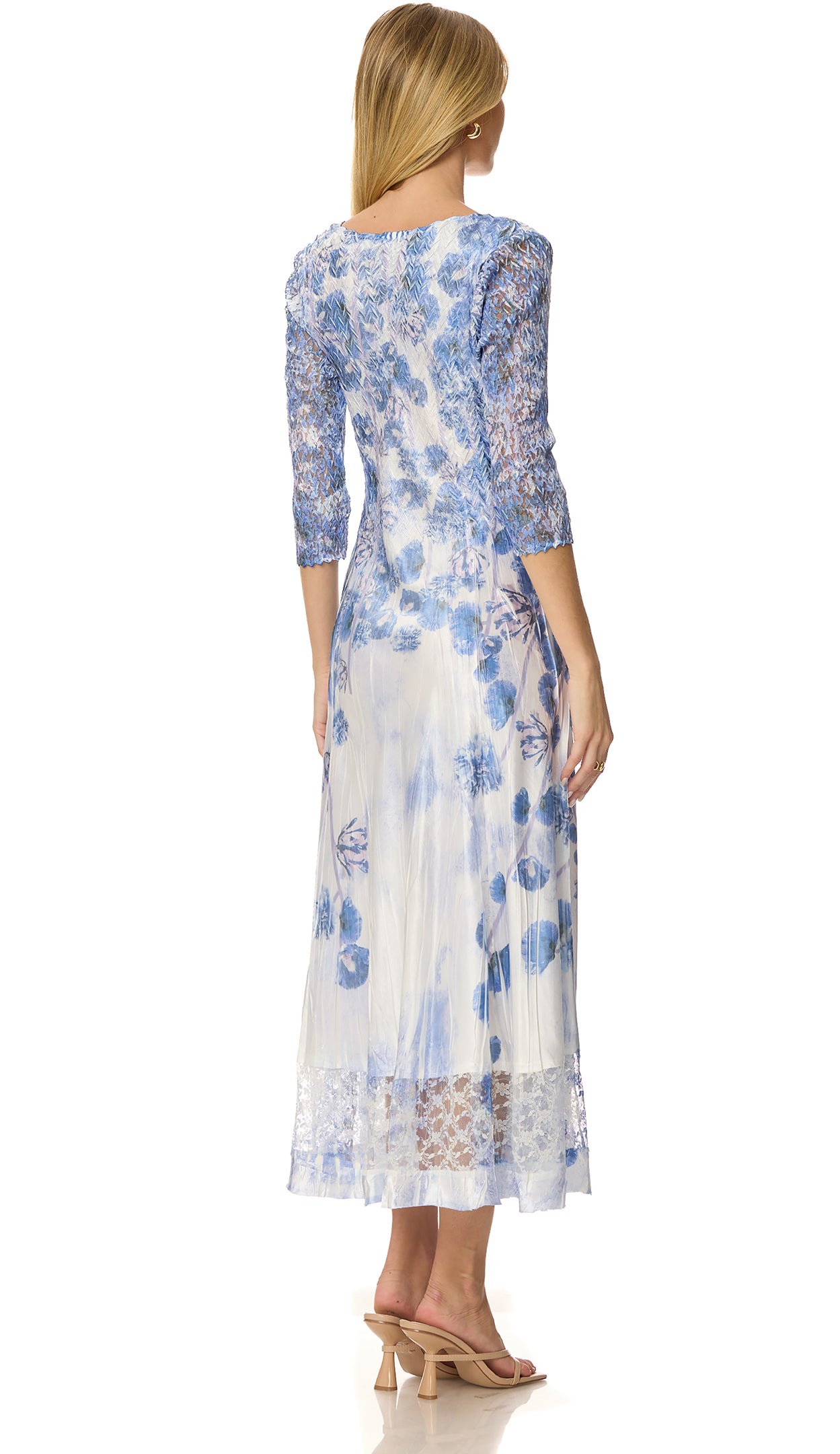 Lace 3/4 Sleeve Charmuese Dress