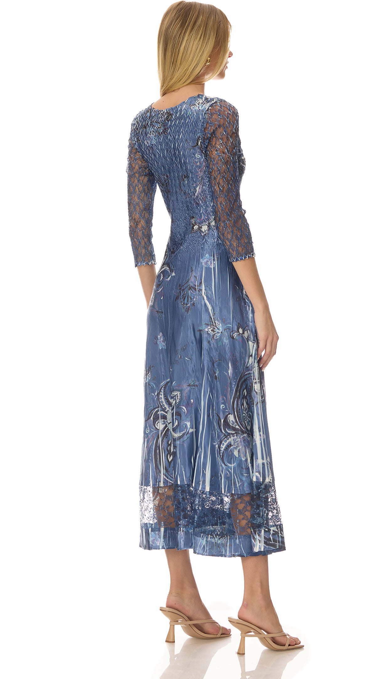 Lace 3/4 Sleeve Charmuese Dress