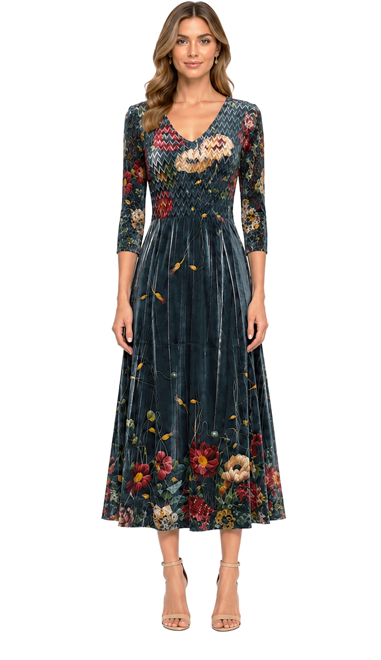 komarov dresses Lace Sleeve Watercolor Dress, Turquoise Elegant tiered ruffles and pastel florals give this dress a magical feel that only Komarov can create beautiful and exquisite Women's Komarov | Vienna Party