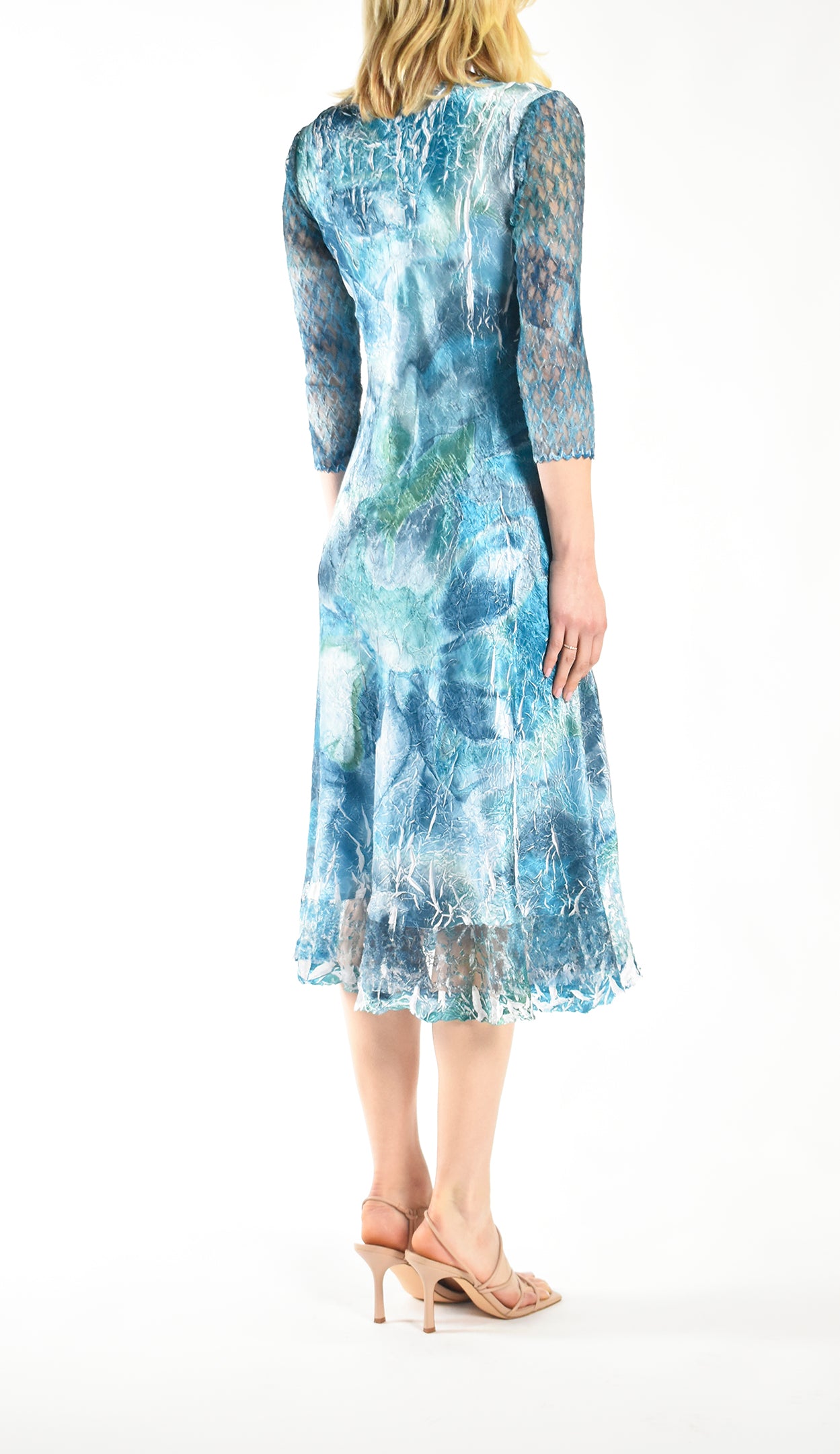 Lace Sleeve Charmeuse Dress