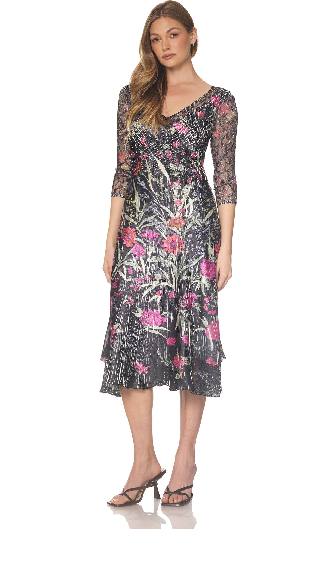 V- Neck 3/4 Sleeve Dress