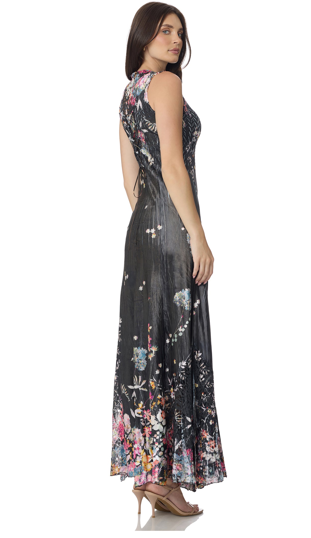 Lace Up Back Long Dress