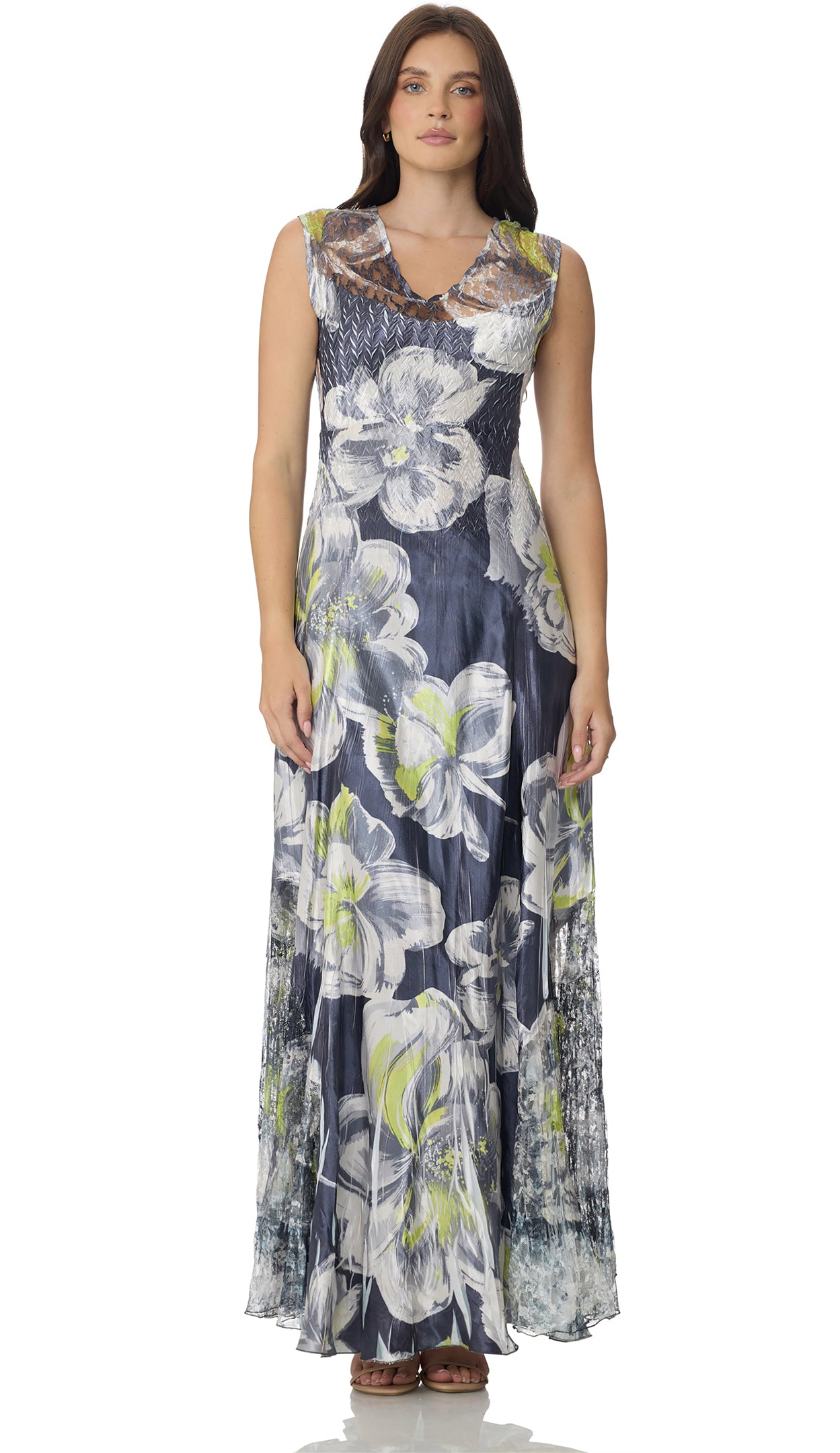 komarov maxi dress Calypso Border Ruffle Dress by Komarov - Green Multi - M