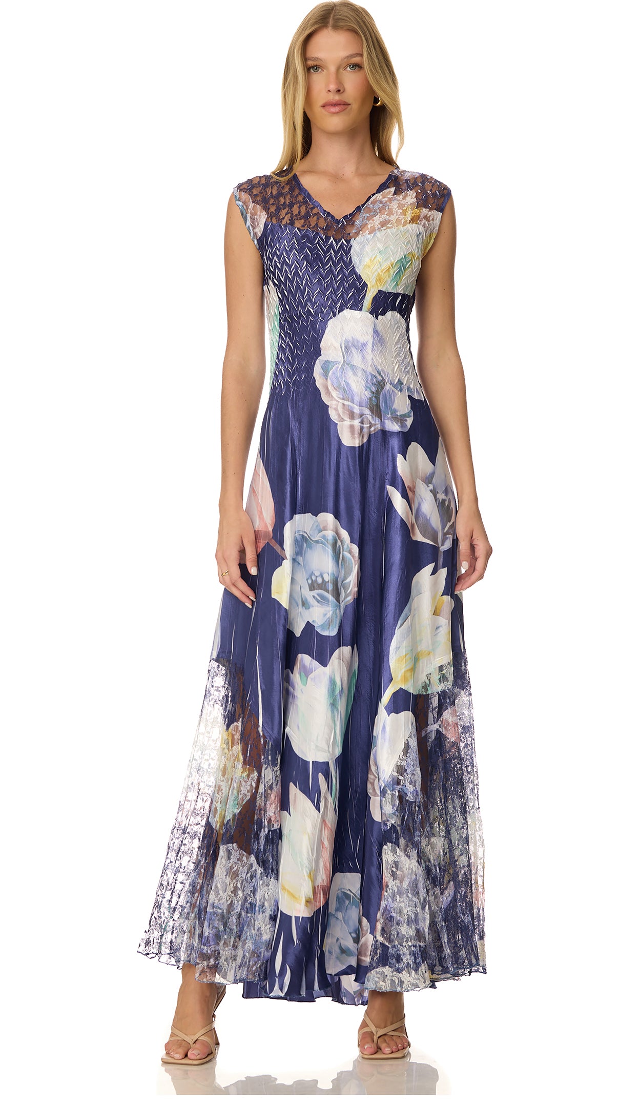 Lace Up Back Long Dress