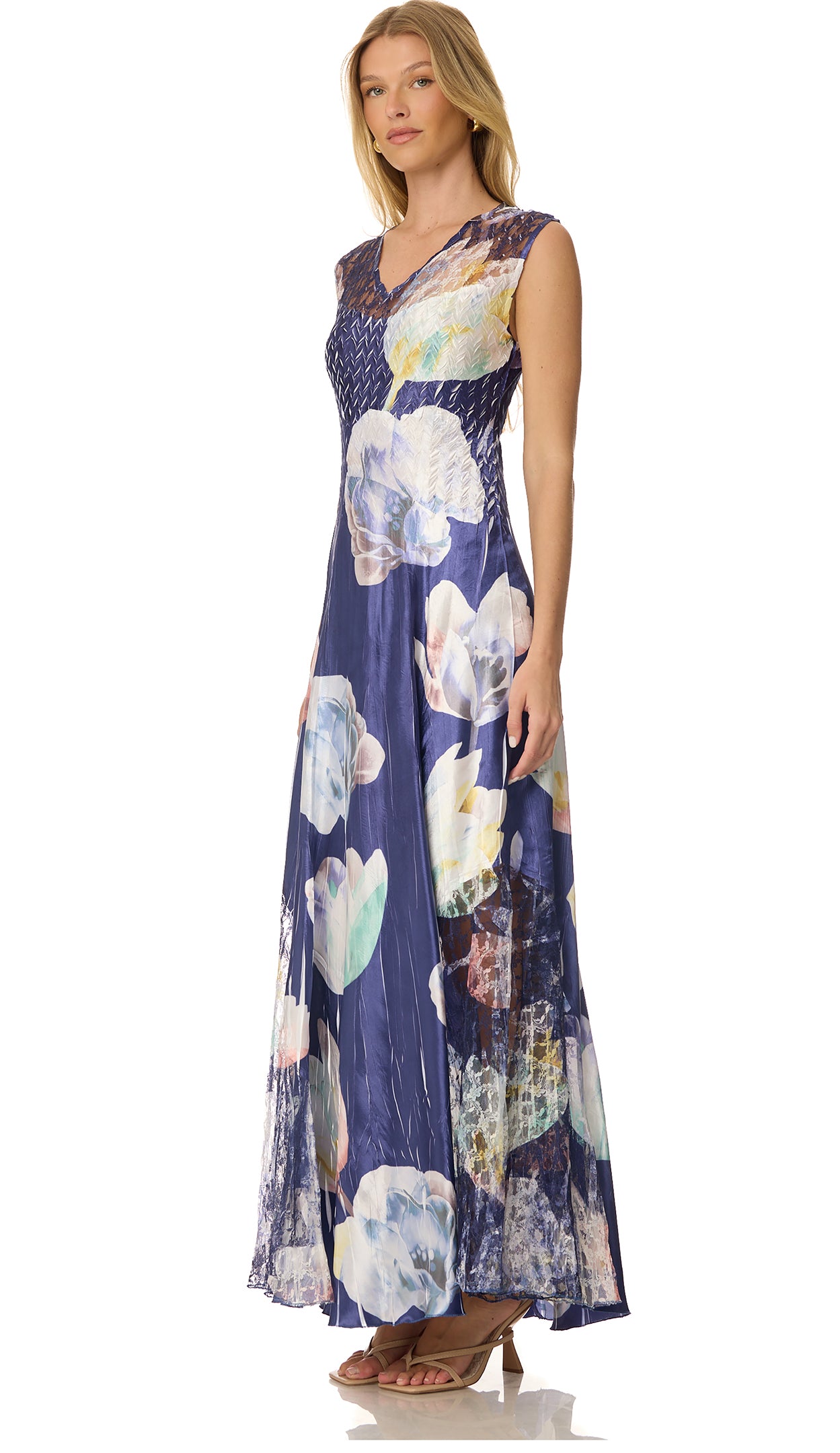 Lace Up Back Long Dress