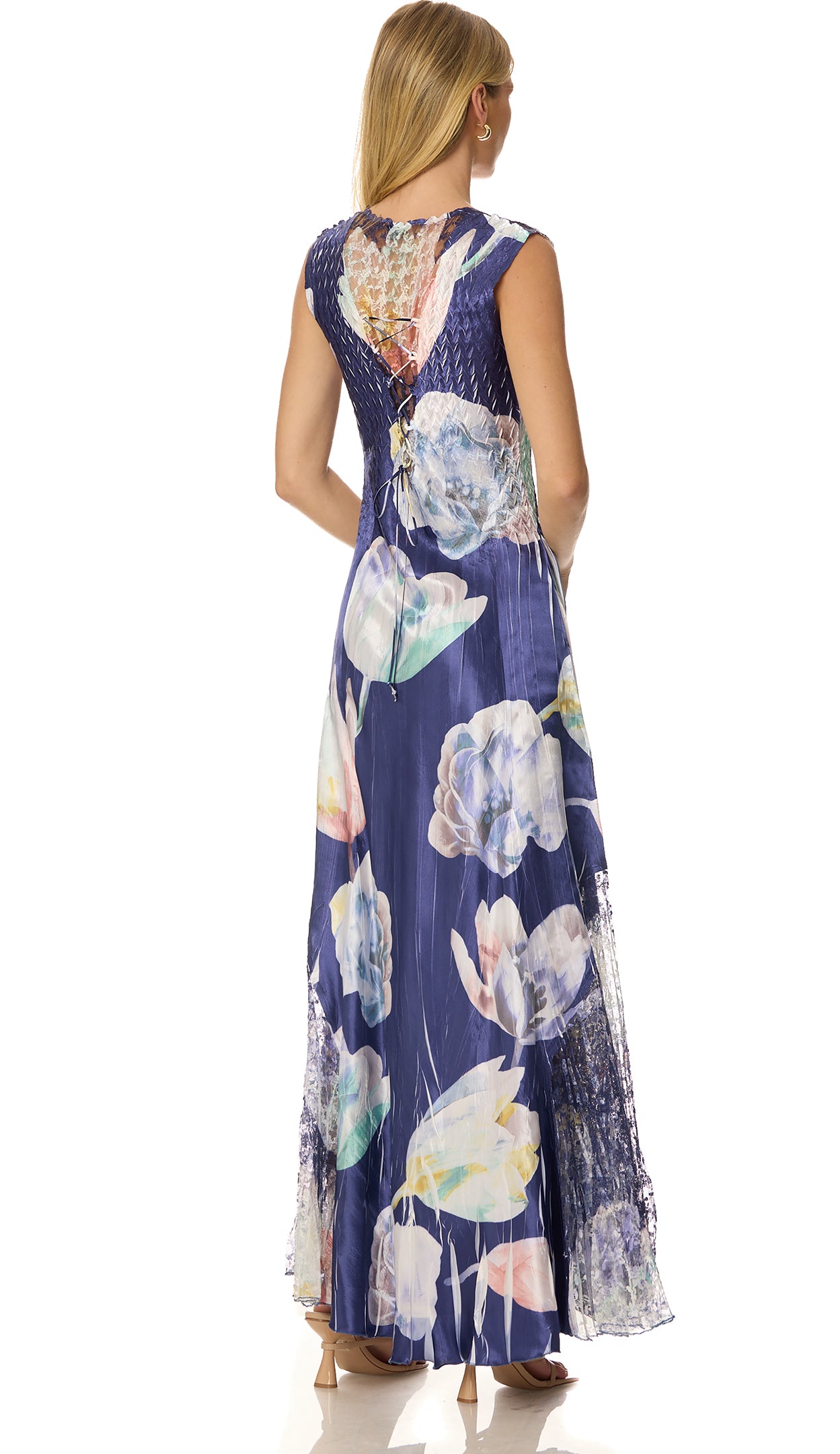 Lace Up Back Long Dress