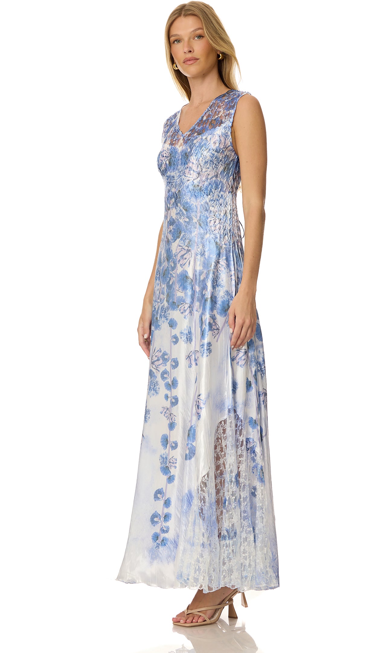 Lace Up Back Long Dress