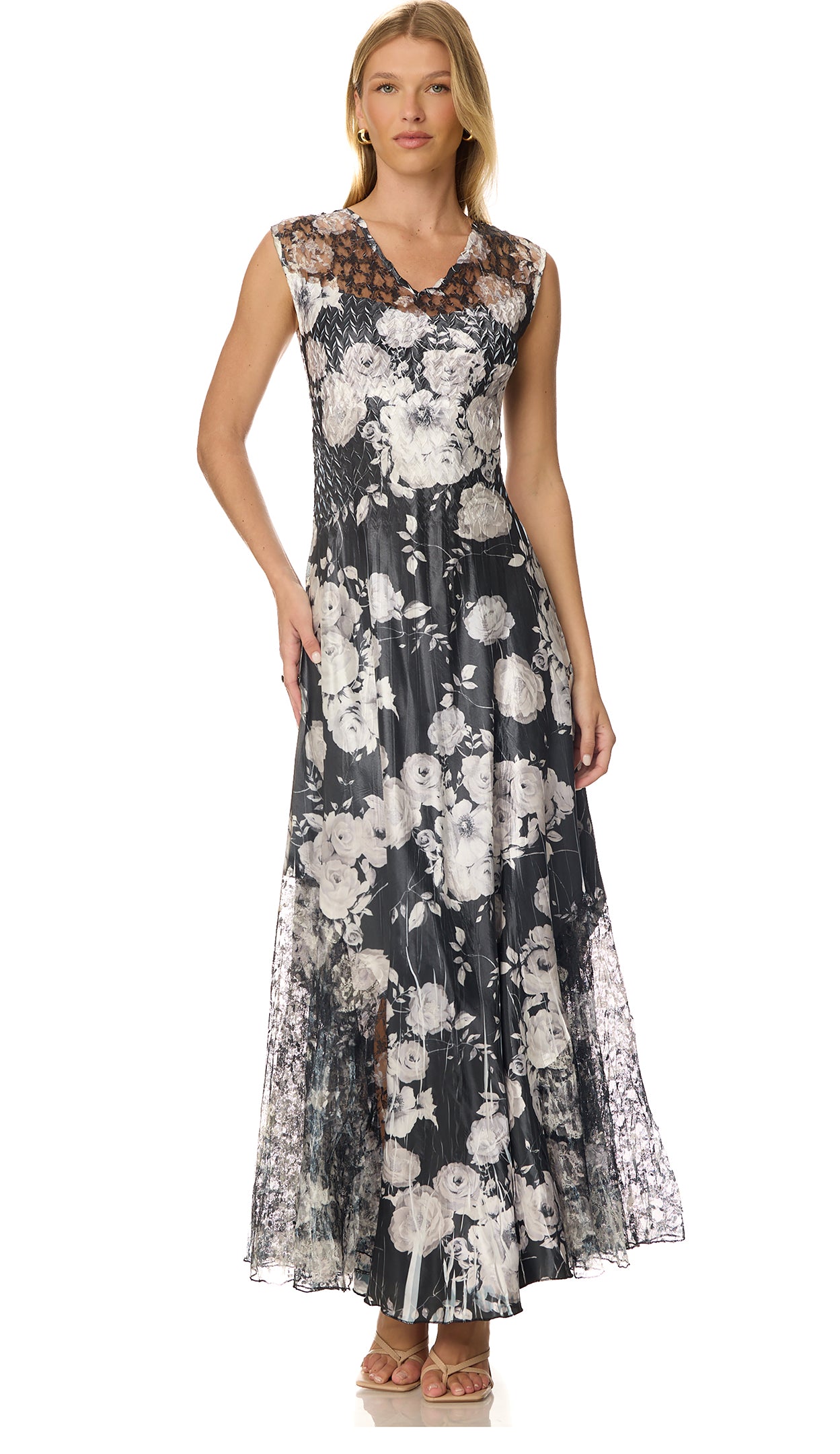 Lace Up Back Long Dress