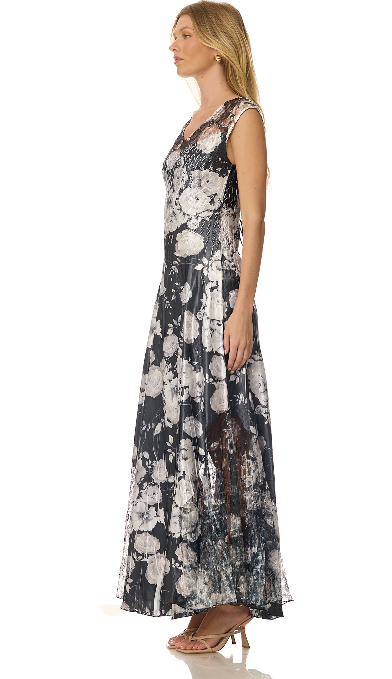 Lace Up Back Long Dress