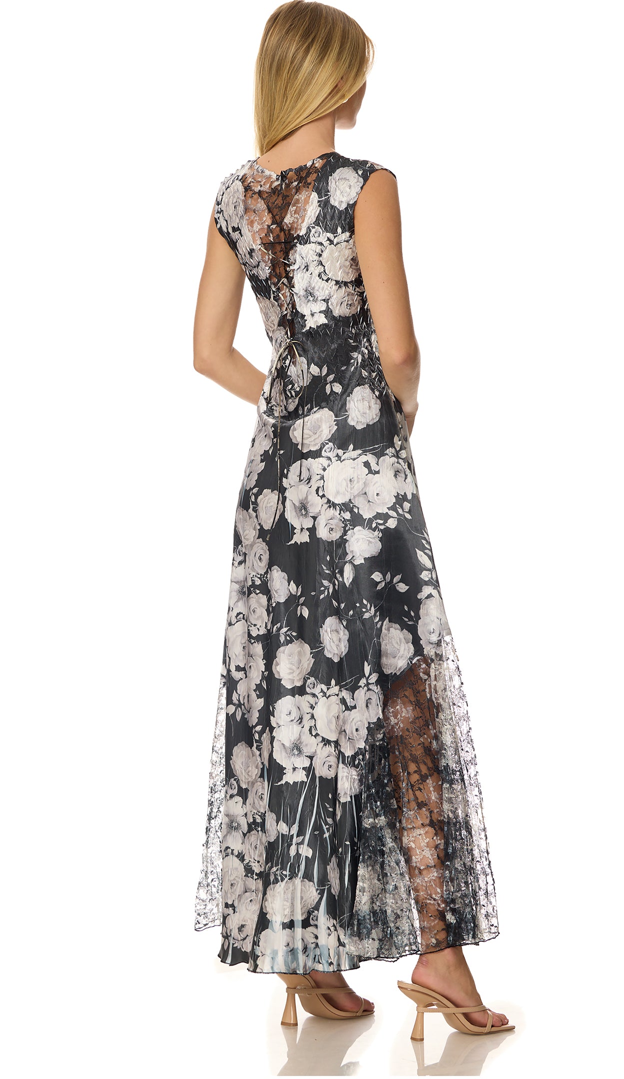 Lace Up Back Long Dress