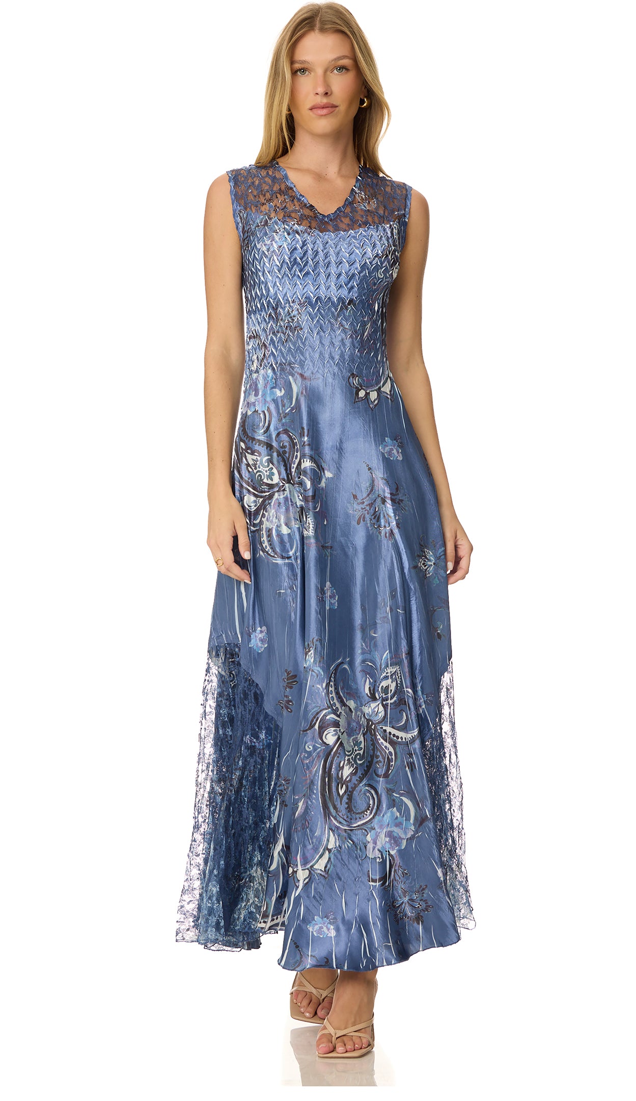 Lace Up Back Long Dress