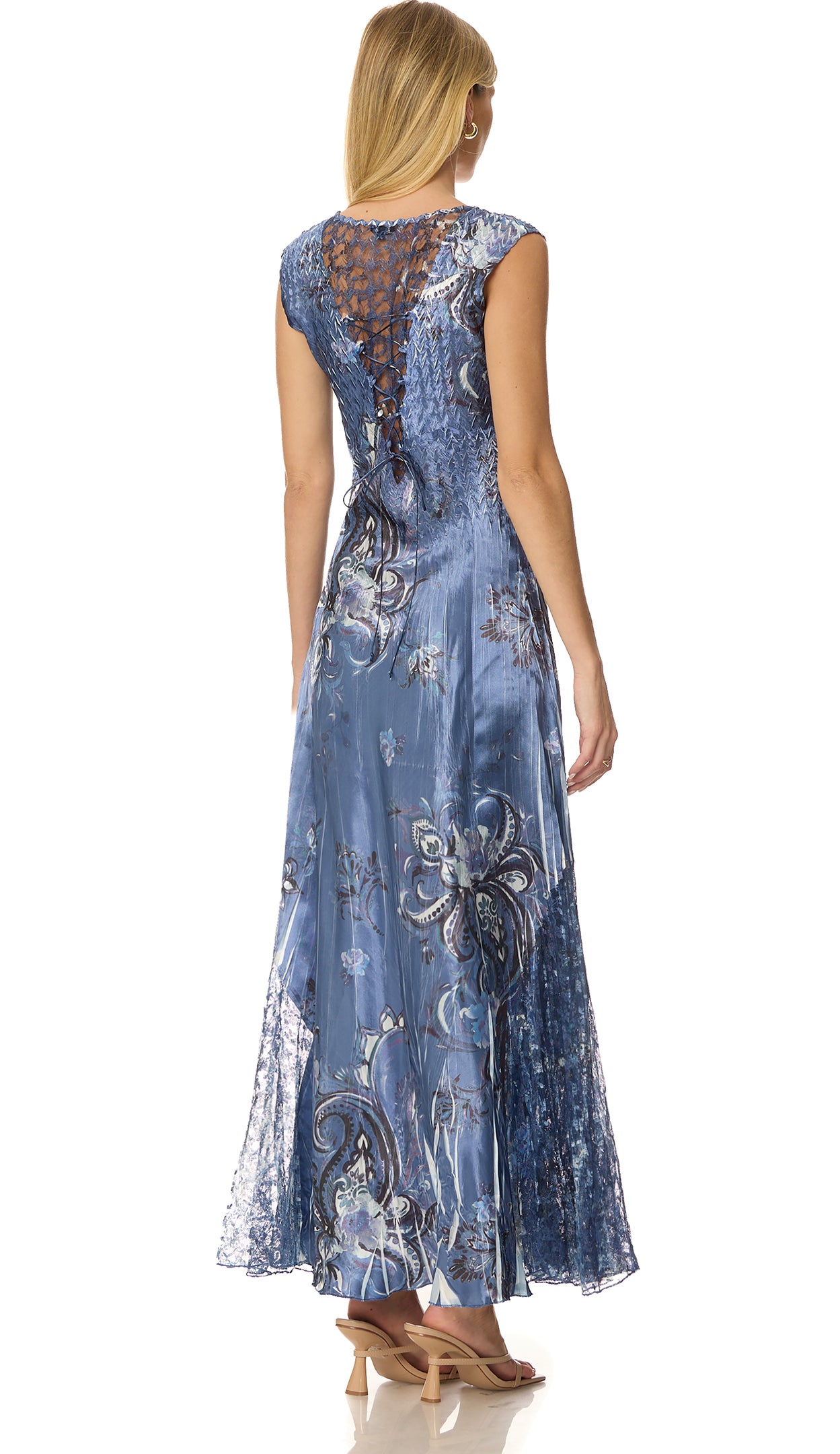 Lace Up Back Long Dress