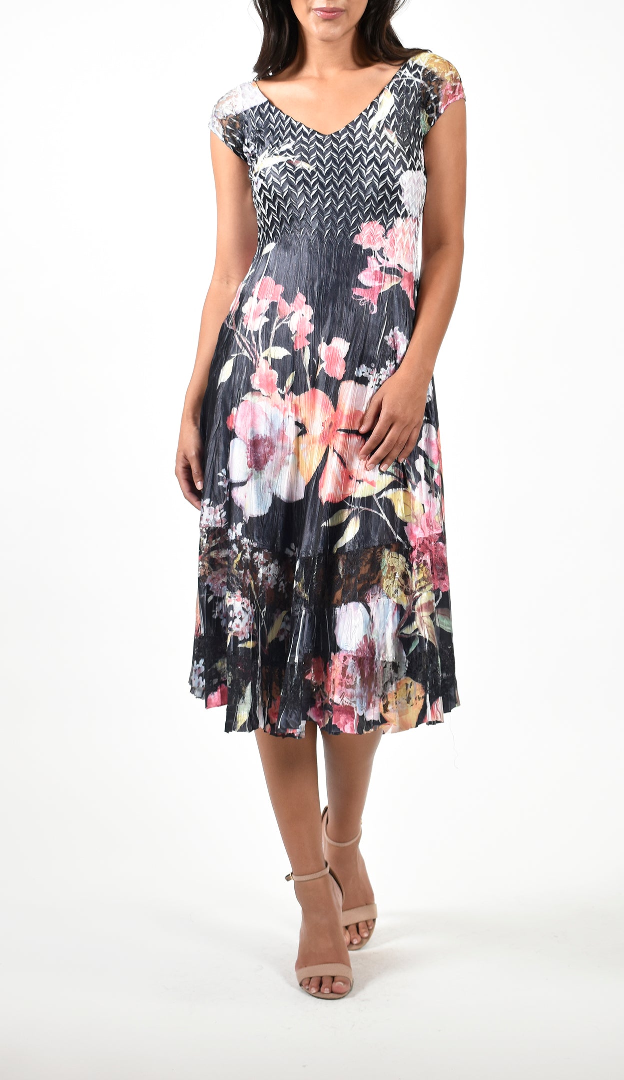 S/SLV V NECK DRESS