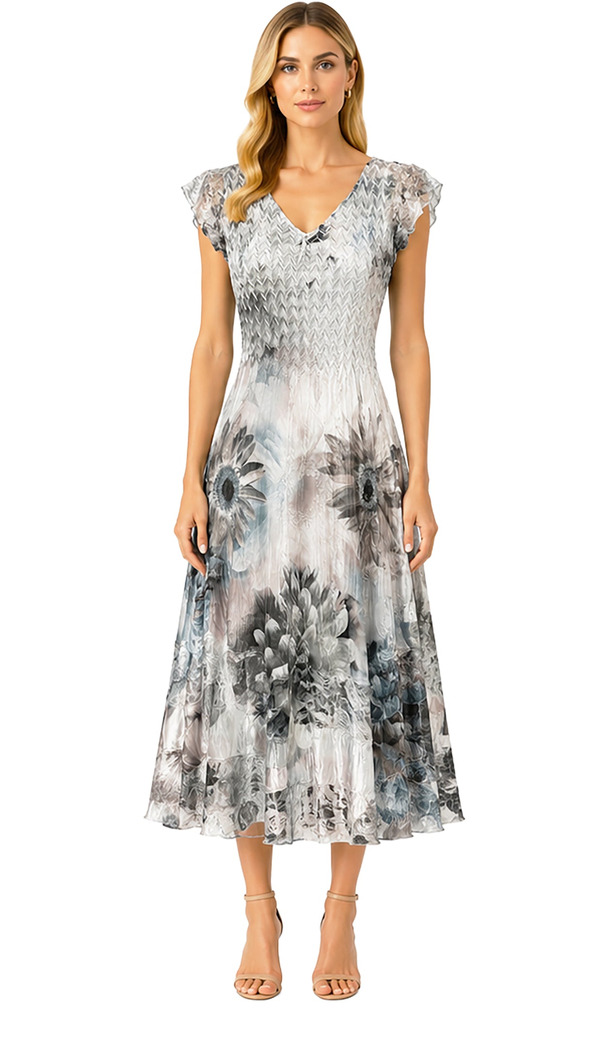 S/SLV V NECK DRESS