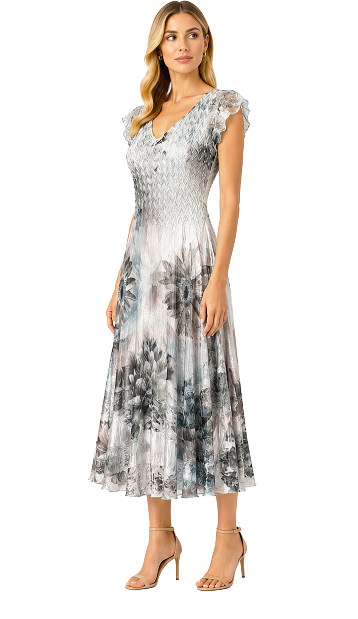 S/SLV V NECK DRESS