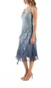 Short Chiffon Dress with Asymmetrical Ruffles