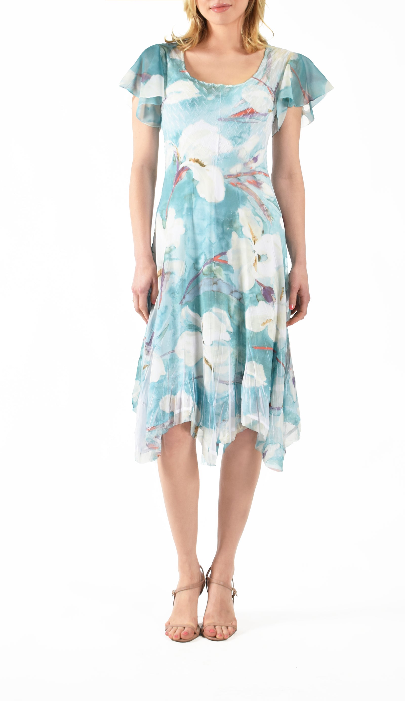 Chiffon Flutter Sleeve Dress