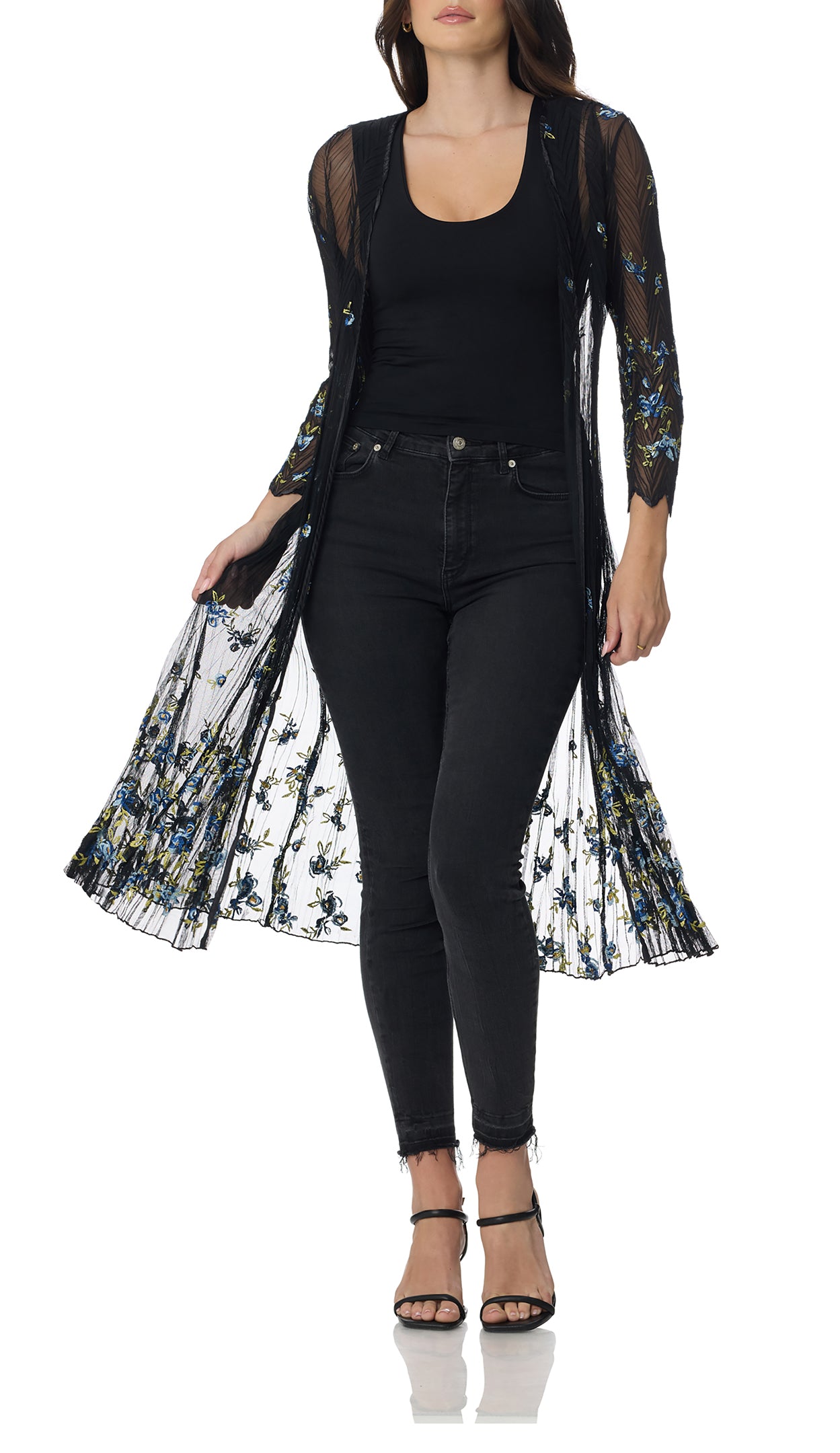 Embroidered Mesh Duster