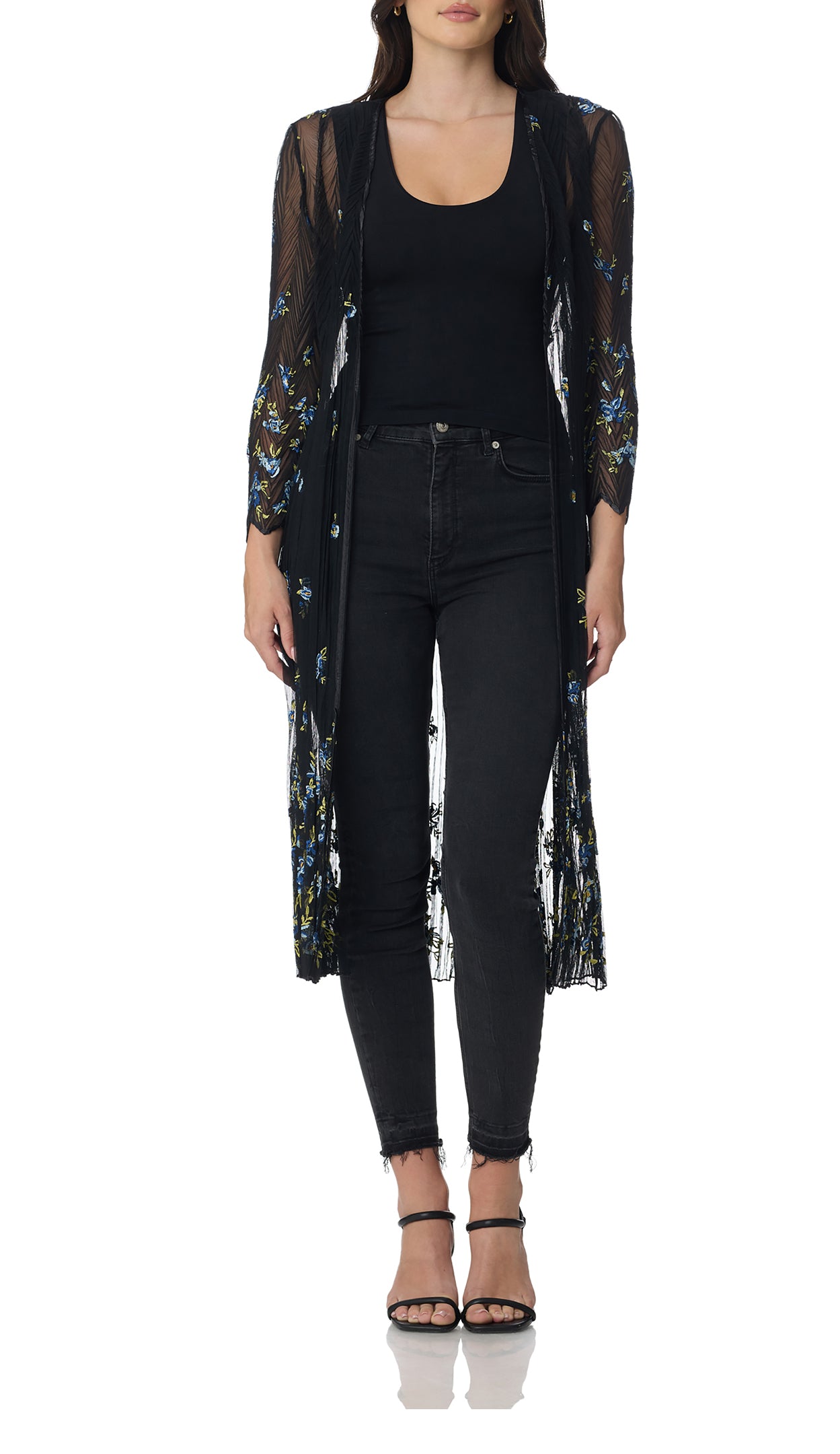 Embroidered Mesh Duster