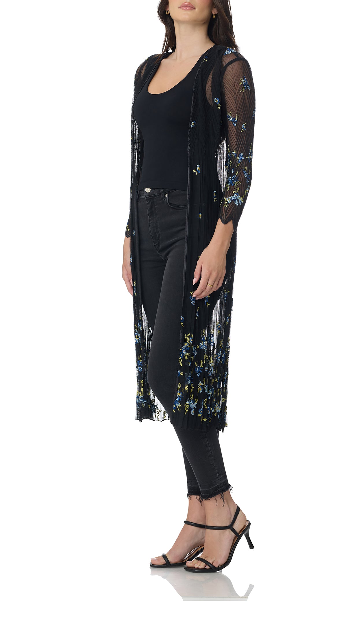 Embroidered Mesh Duster