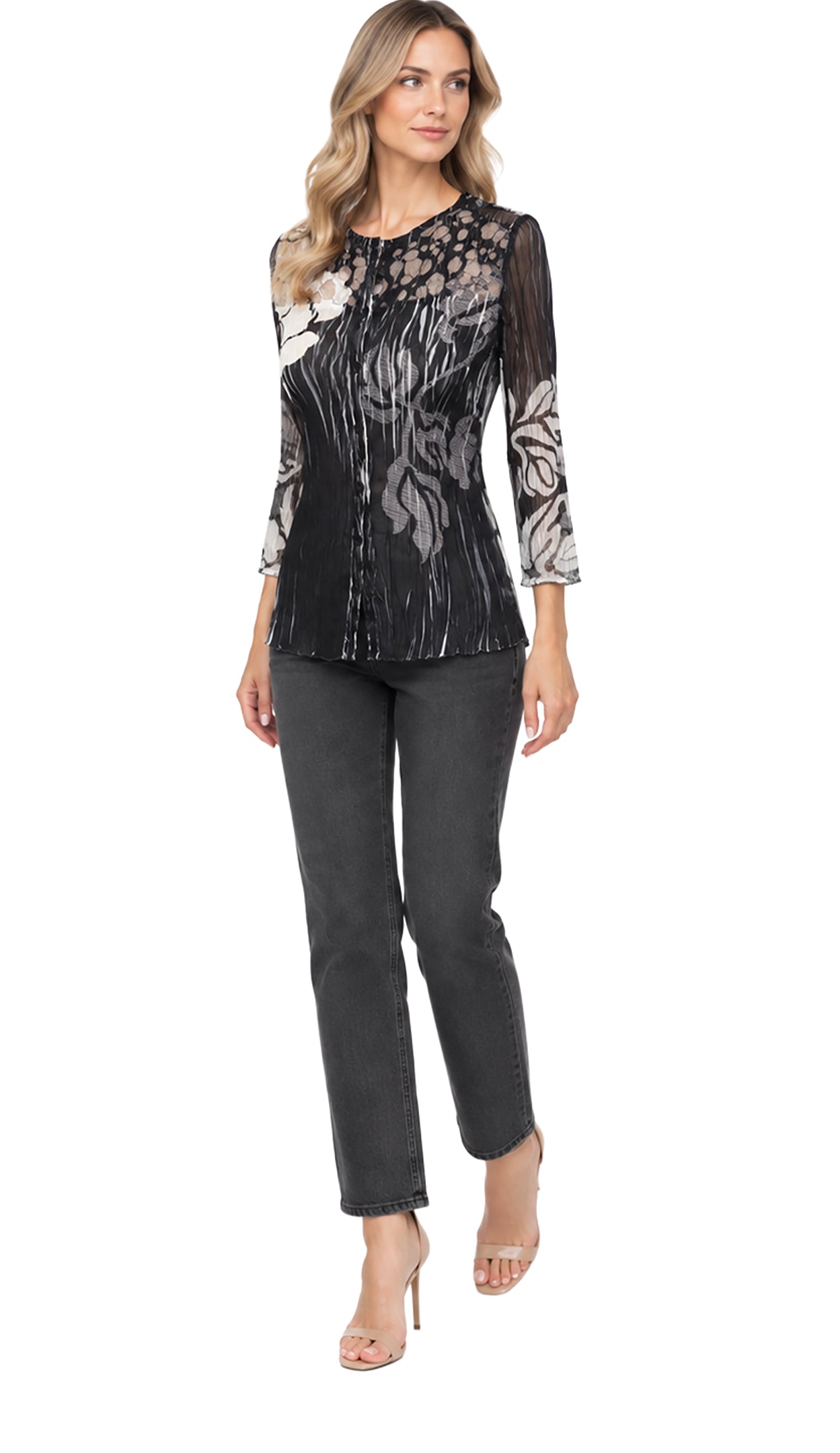 LACE BUTTON UP SHRT
