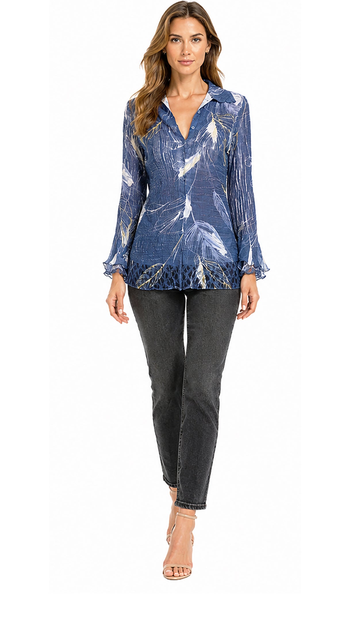 Flared Sleeve Button Up