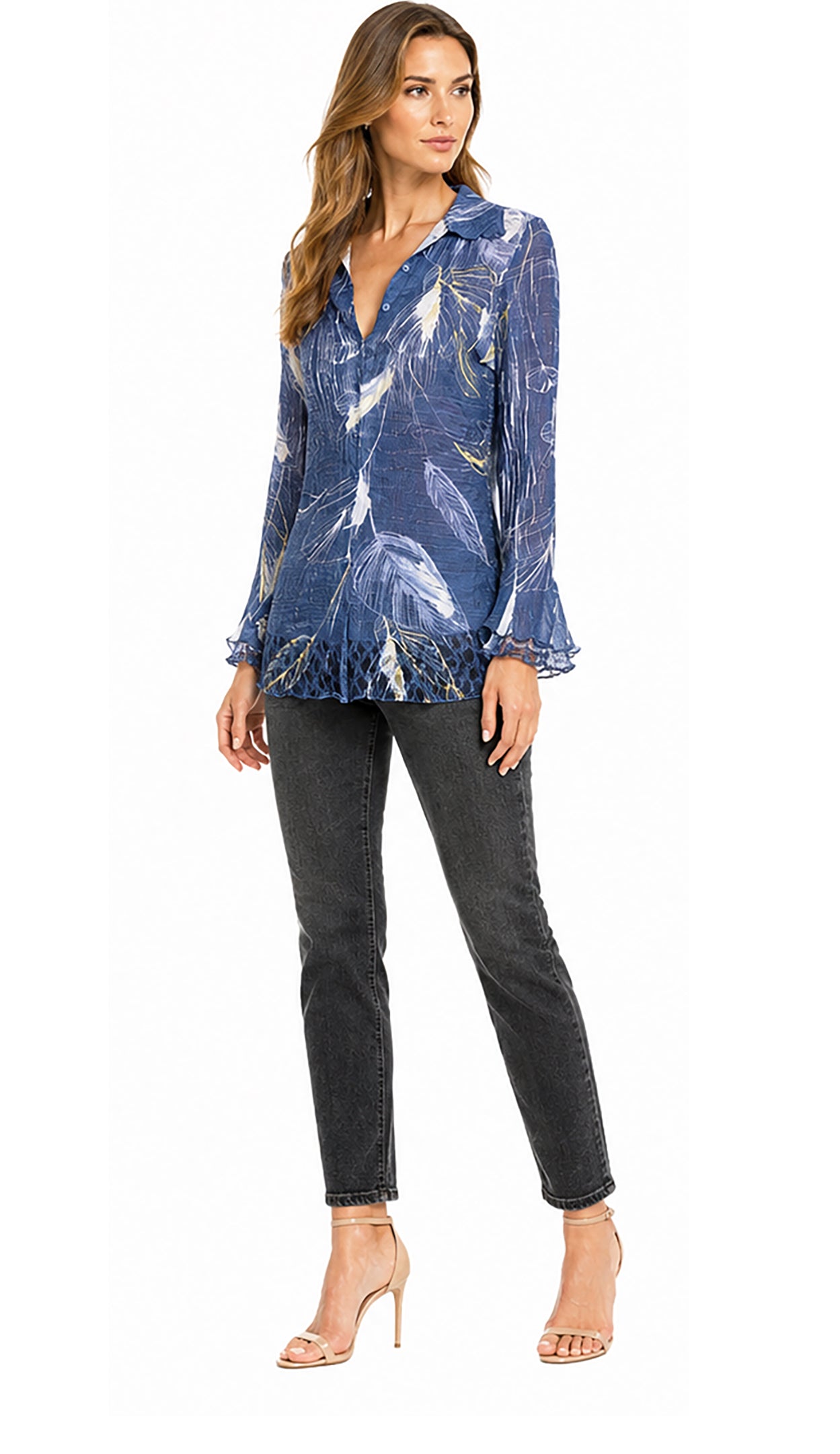 Flared Sleeve Button Up