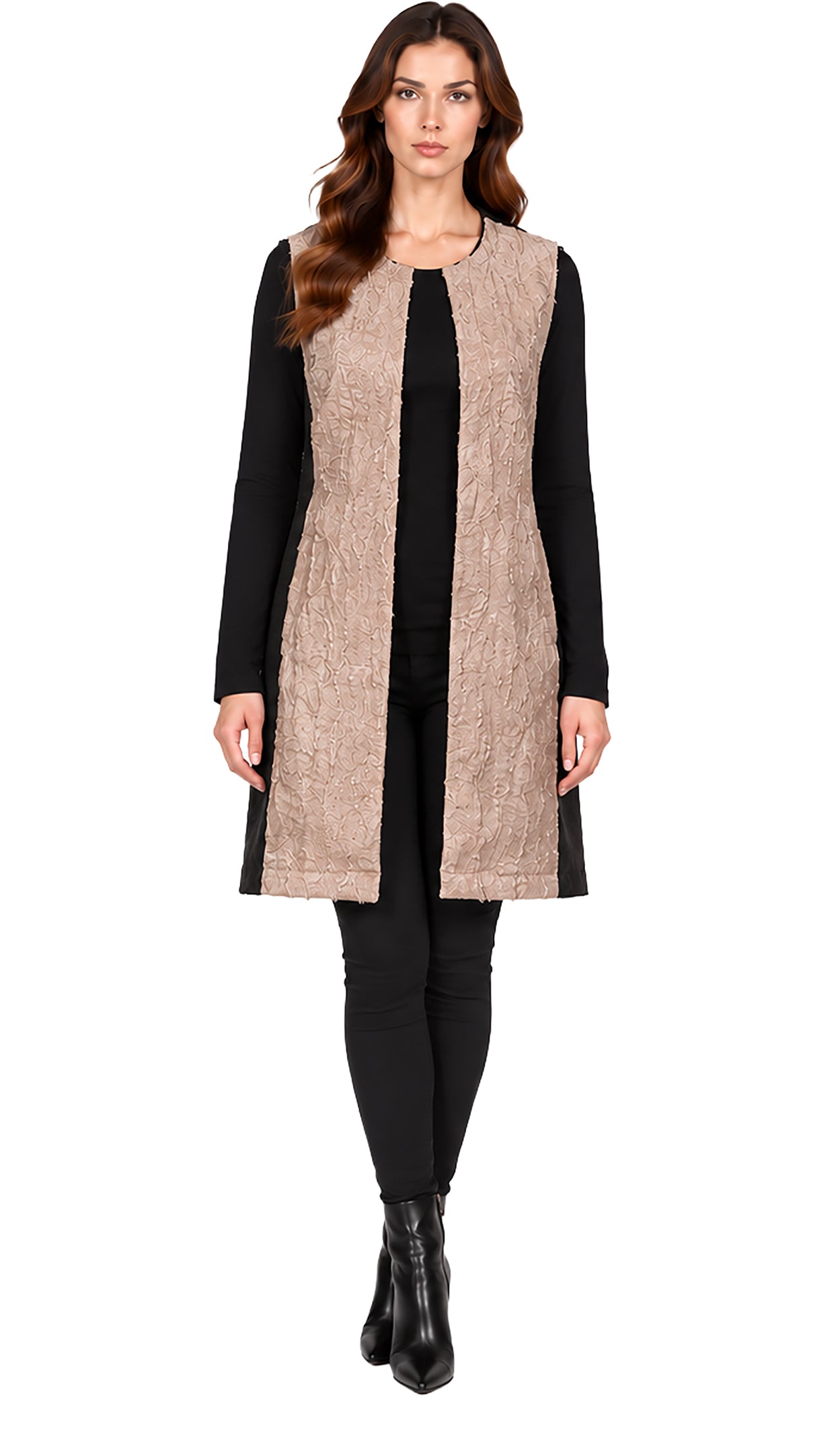 Coated Faux Fur Vest