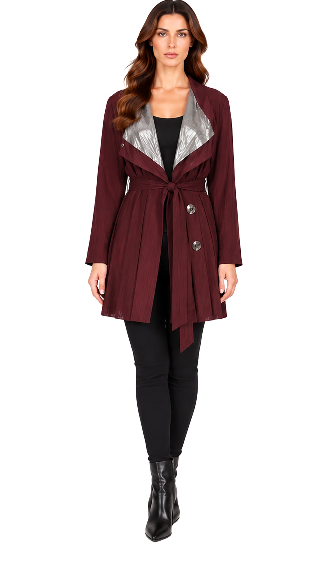Pleated Short Trench Coat