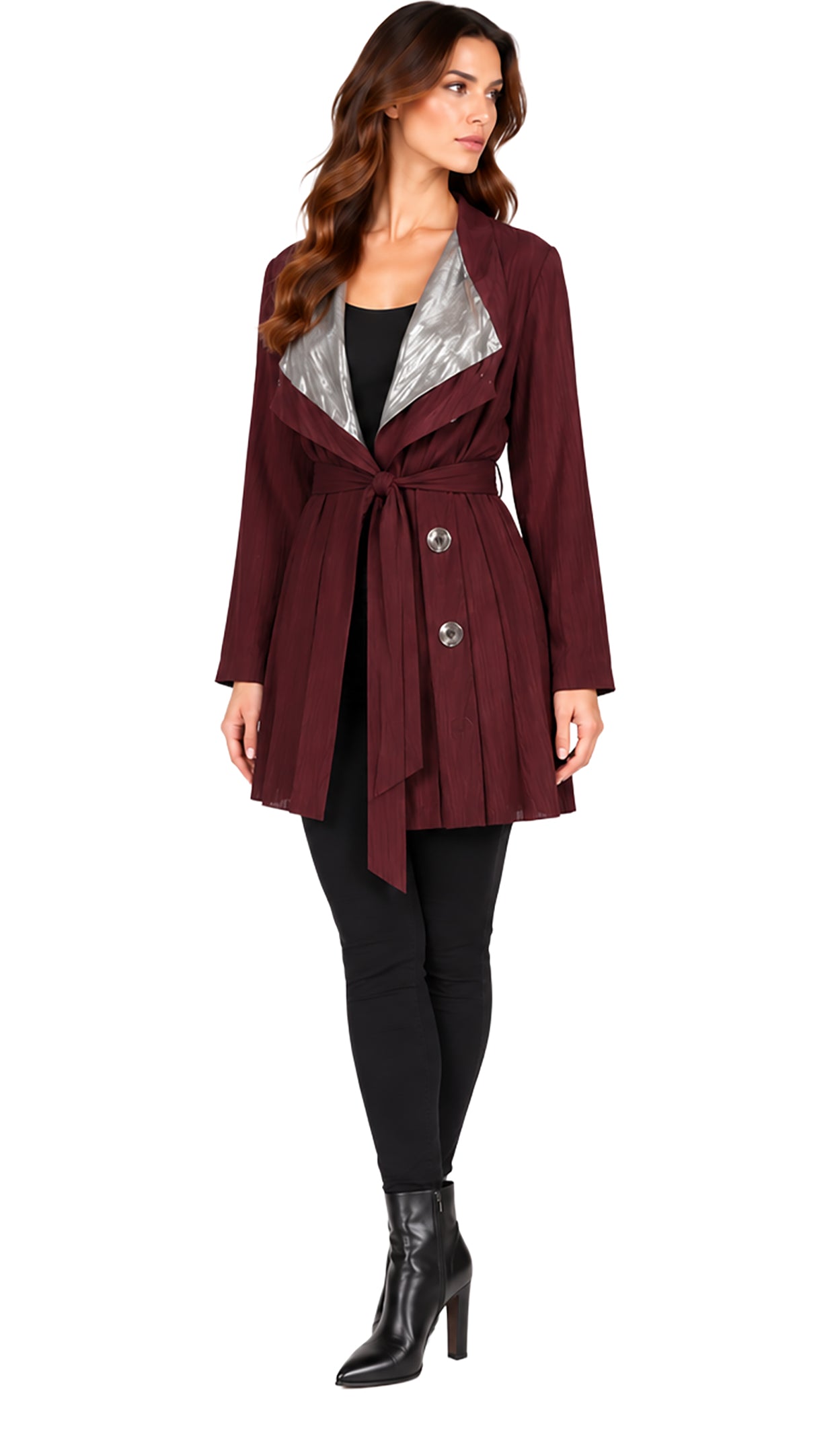 Pleated Short Trench Coat