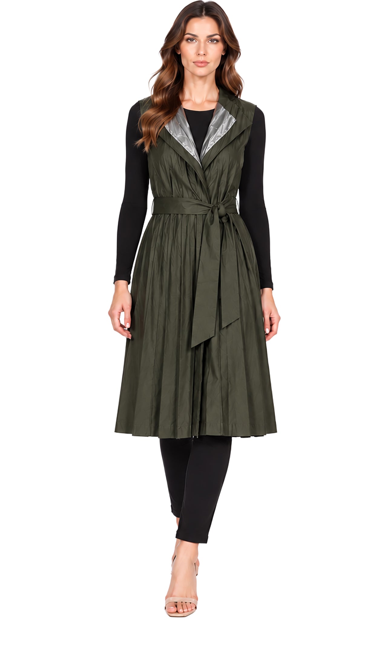 Sleeveless Belted Long Vest
