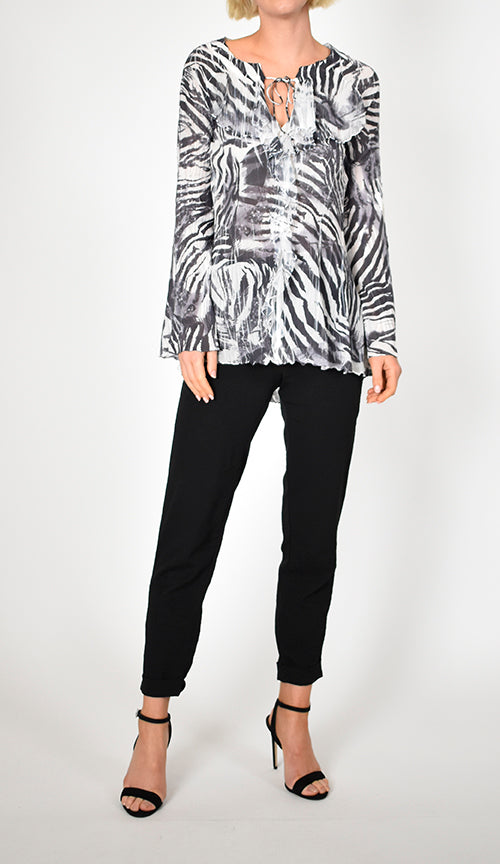 Long Sleeve Ruffle Front Top
