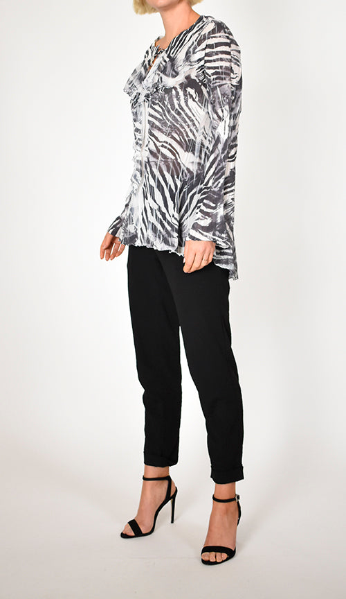 Long Sleeve Ruffle Front Top