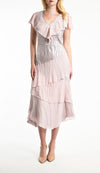 Flutter Sleeve Tiered Chiffon Dress