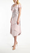 Flutter Sleeve Tiered Chiffon Dress