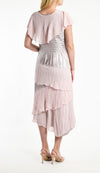 Flutter Sleeve Tiered Chiffon Dress