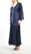 Long Gown with Chiffon Sleeve and Hem