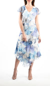 Flutter Sleeves Tiered Chiffon Dress