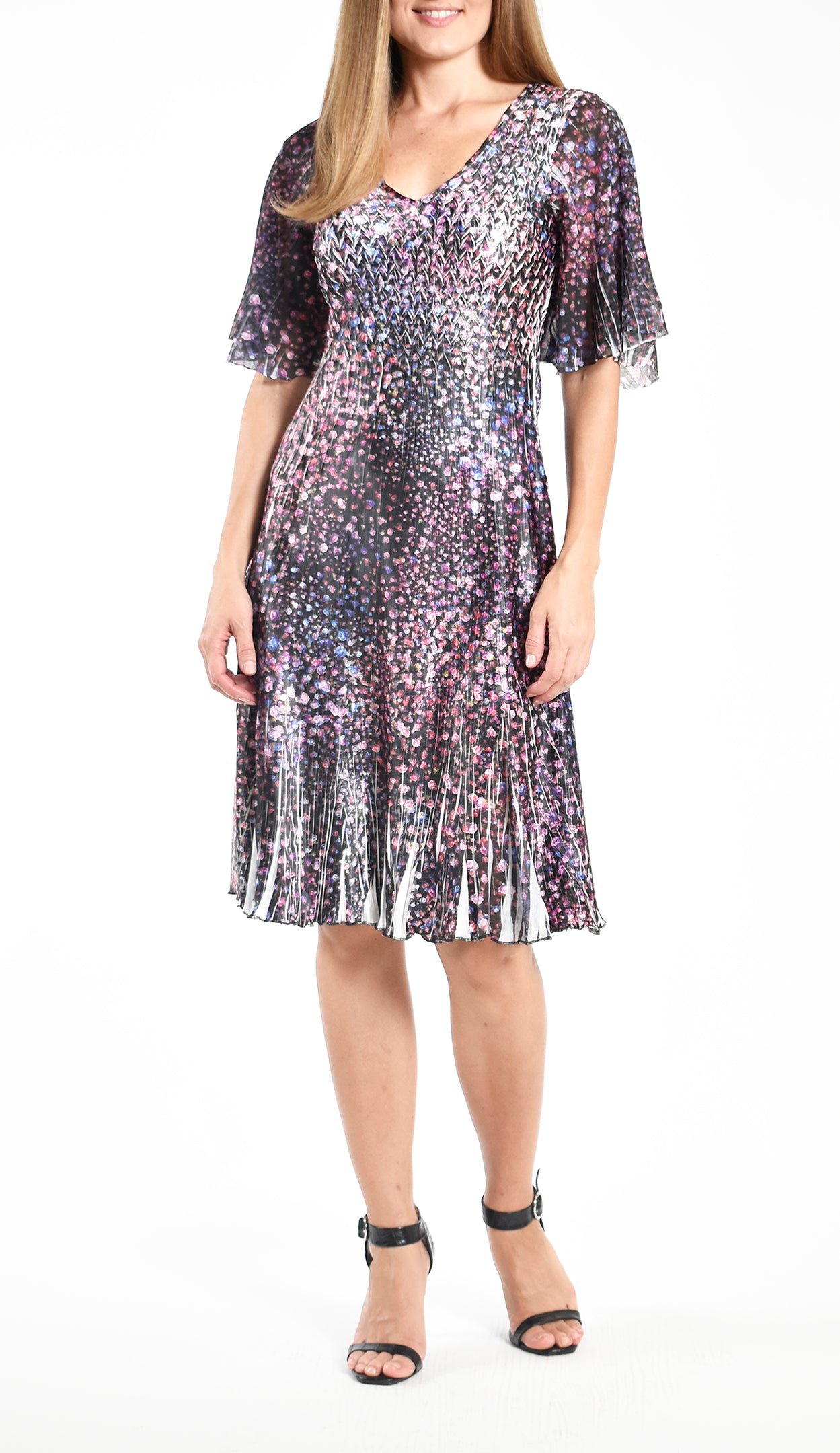Short Flounce V-neck Dress