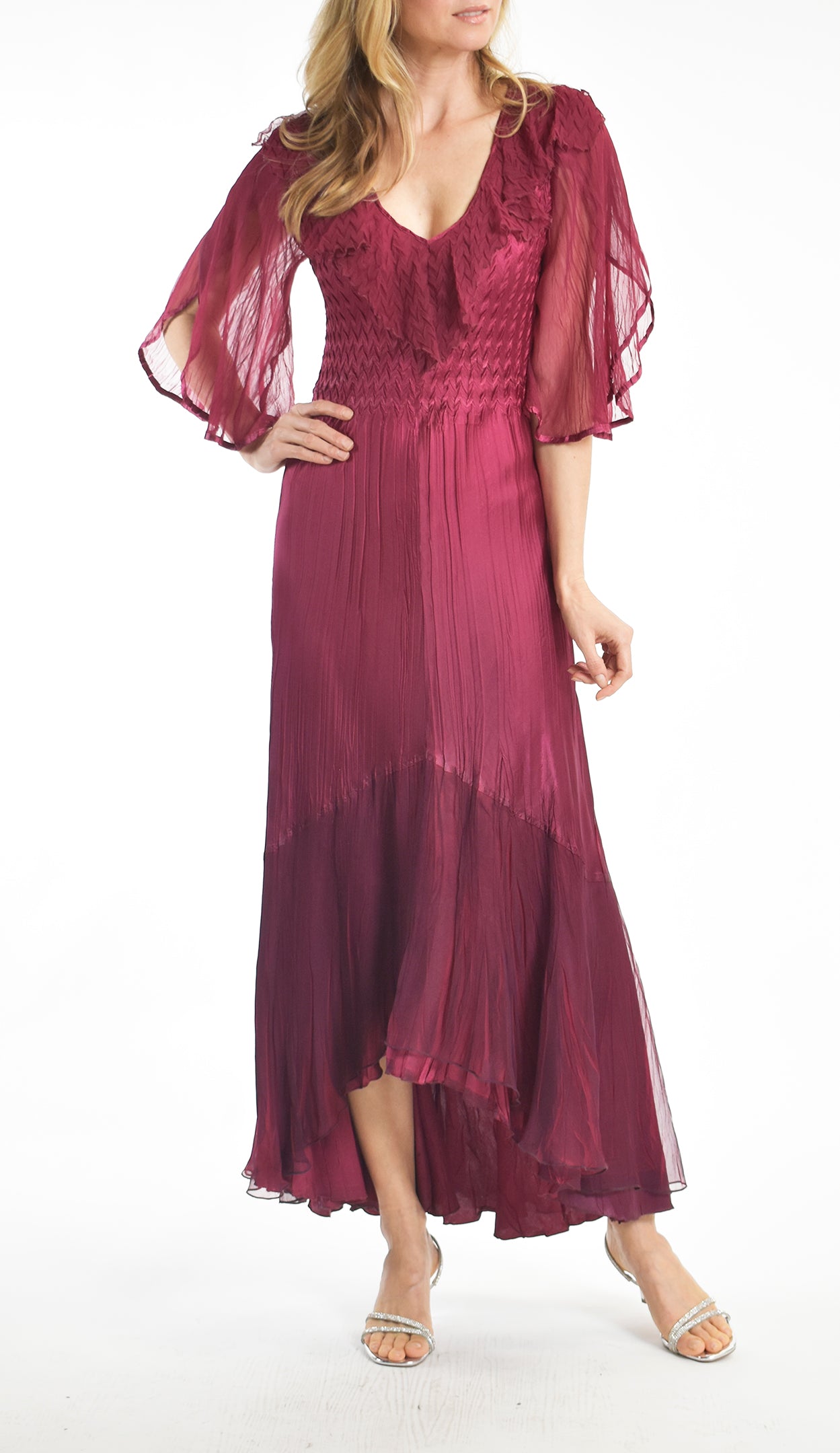 ACYM ドレス ワンピース Combi sleeve long dress acym Combi sleeve long dress（MAXI DRESSES - Komarov
