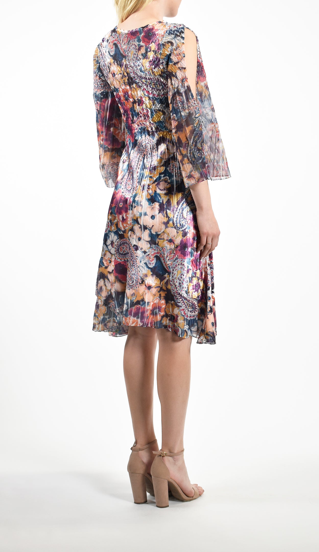 Slit Shoulder Chiffon Sleeve Dress