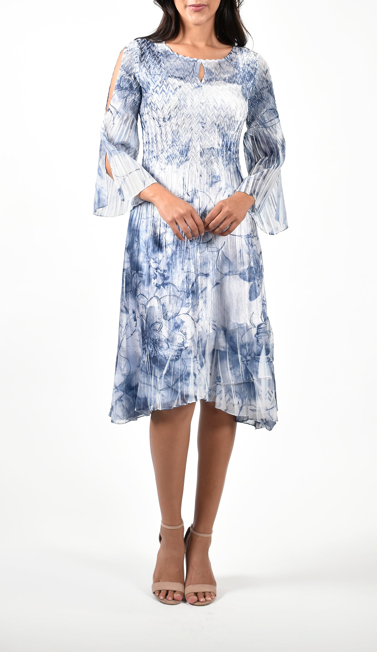 Slit Shoulder Chiffon Sleeve Dress