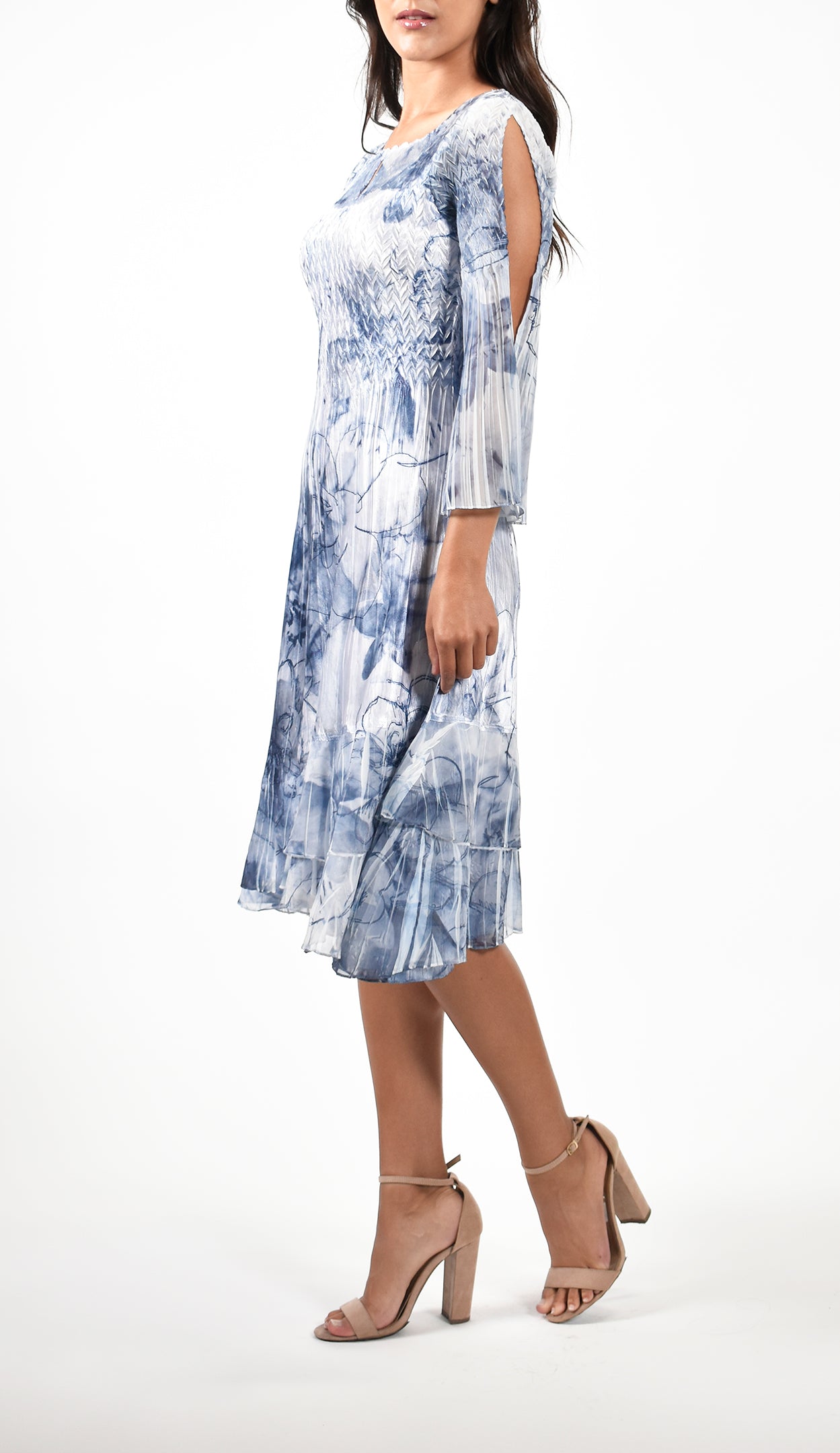 Slit Shoulder Chiffon Sleeve Dress