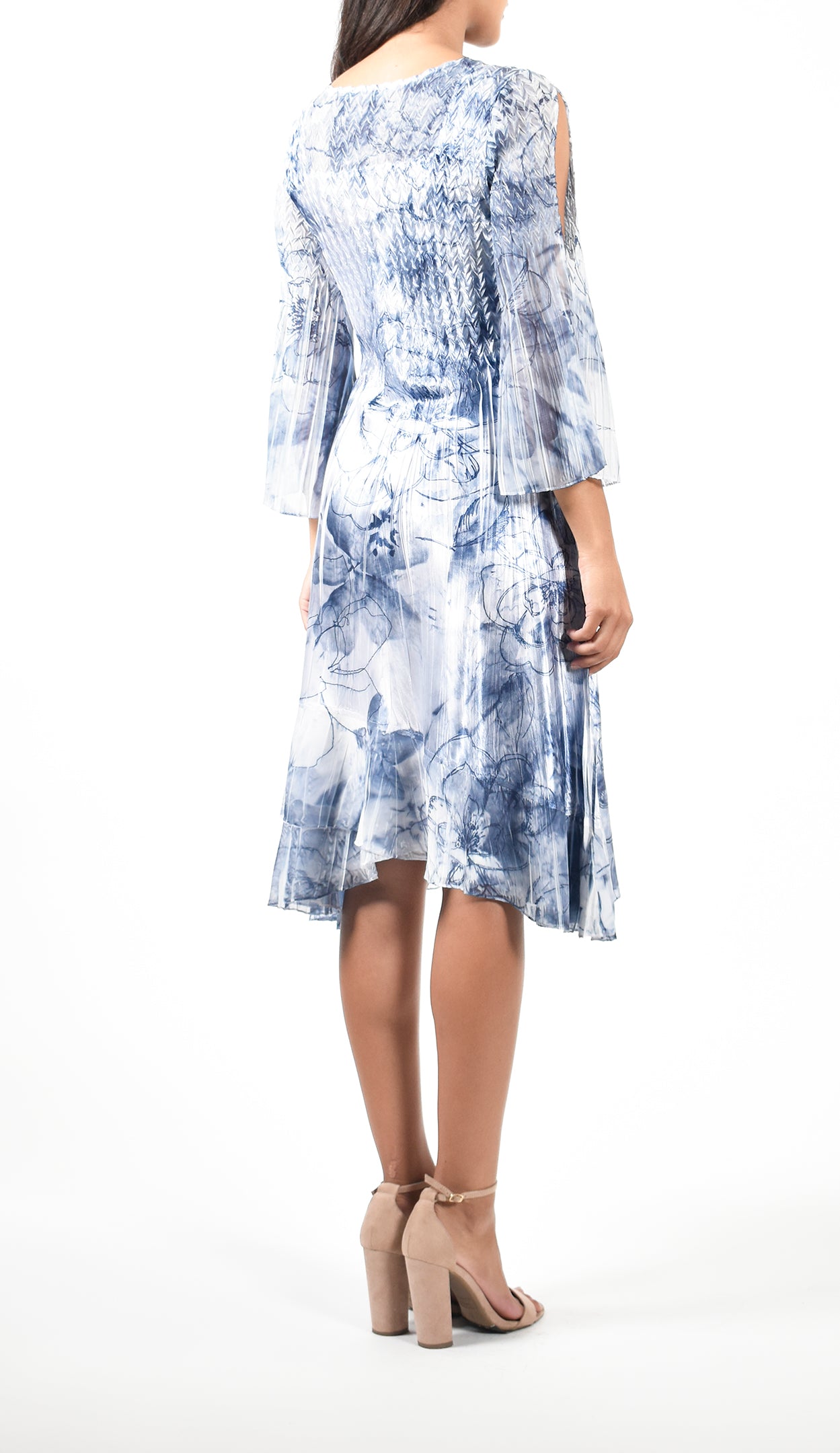 Slit Shoulder Chiffon Sleeve Dress