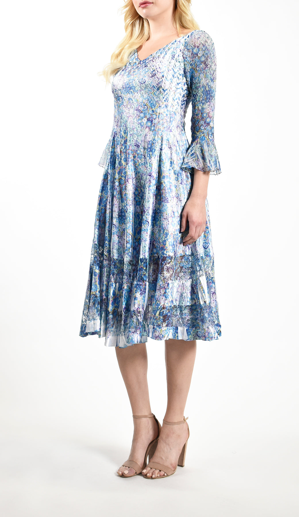 Flare Sleeve V- Neck Dress