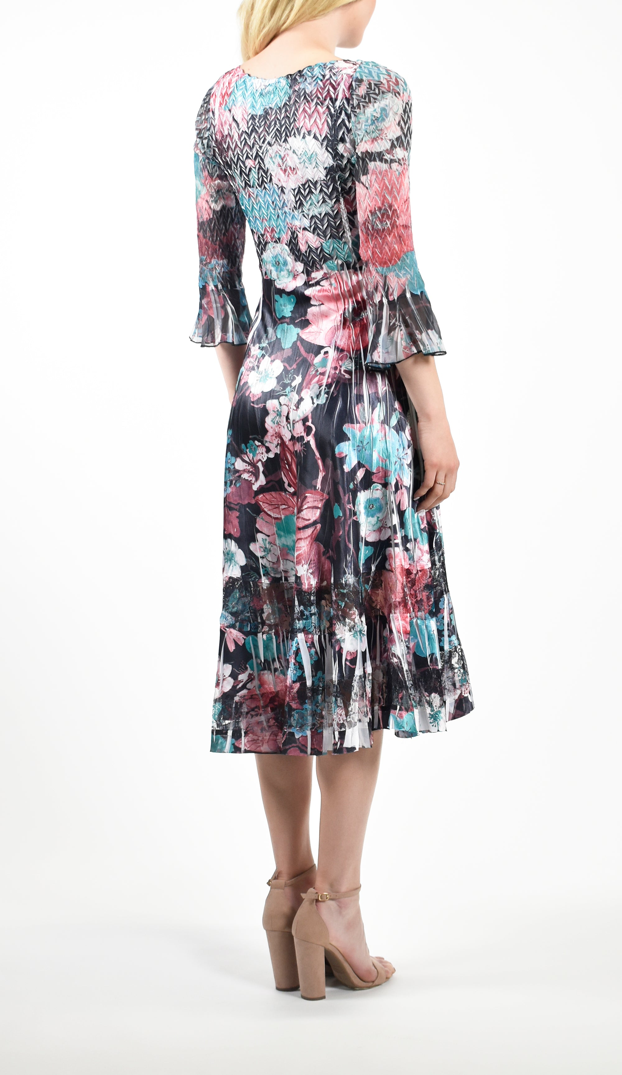 Flare Sleeve V- Neck Dress