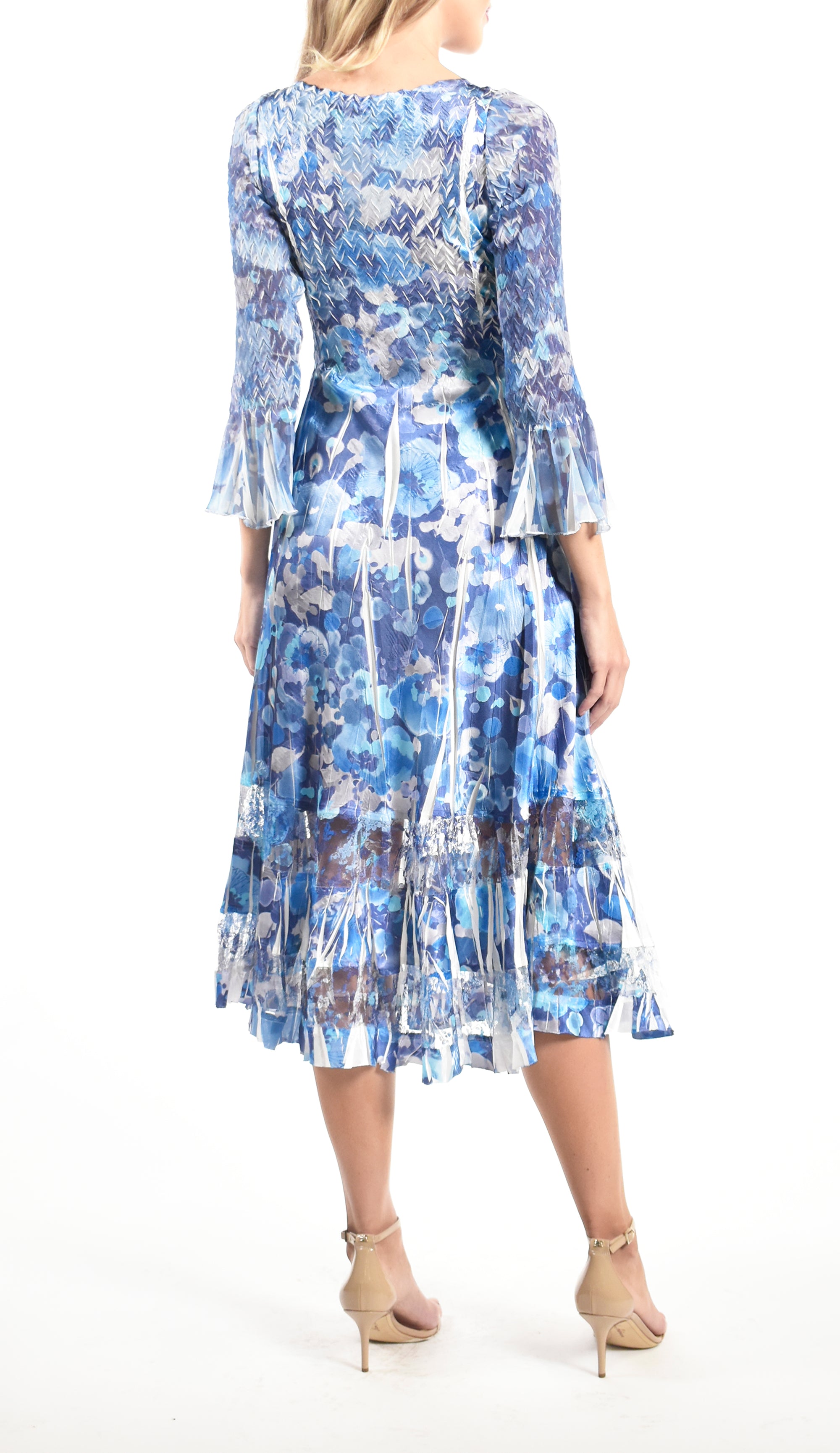Long Flare Sleeve V-Neck Dress