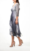 Lace Sleeve Charmuese Dress